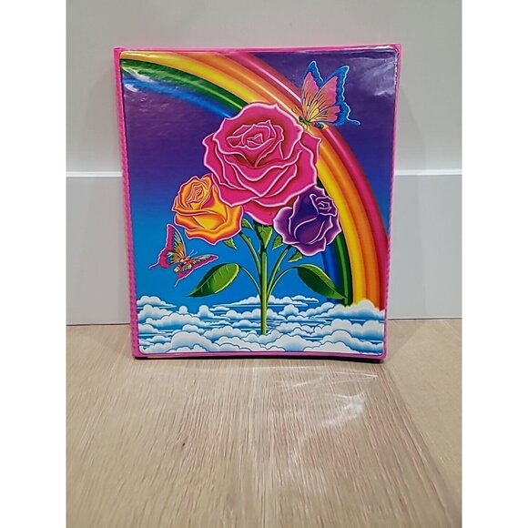 Vtg Lisa Frank 3 Ring Binder Pink Rainbow Rose Butterfly 90s - Picture 4 of 11